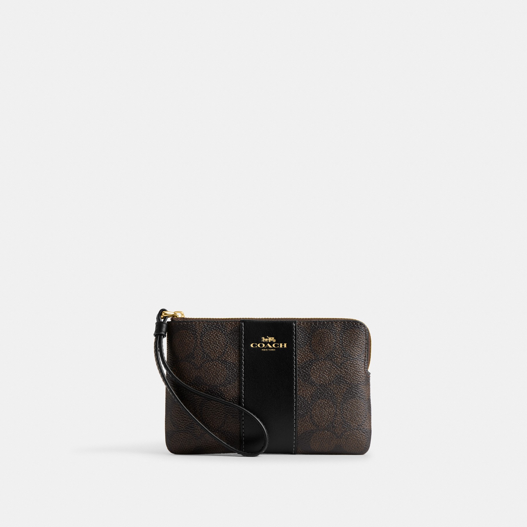Corner Zip Wristlet In Signature Canvas With Stripe de Coach