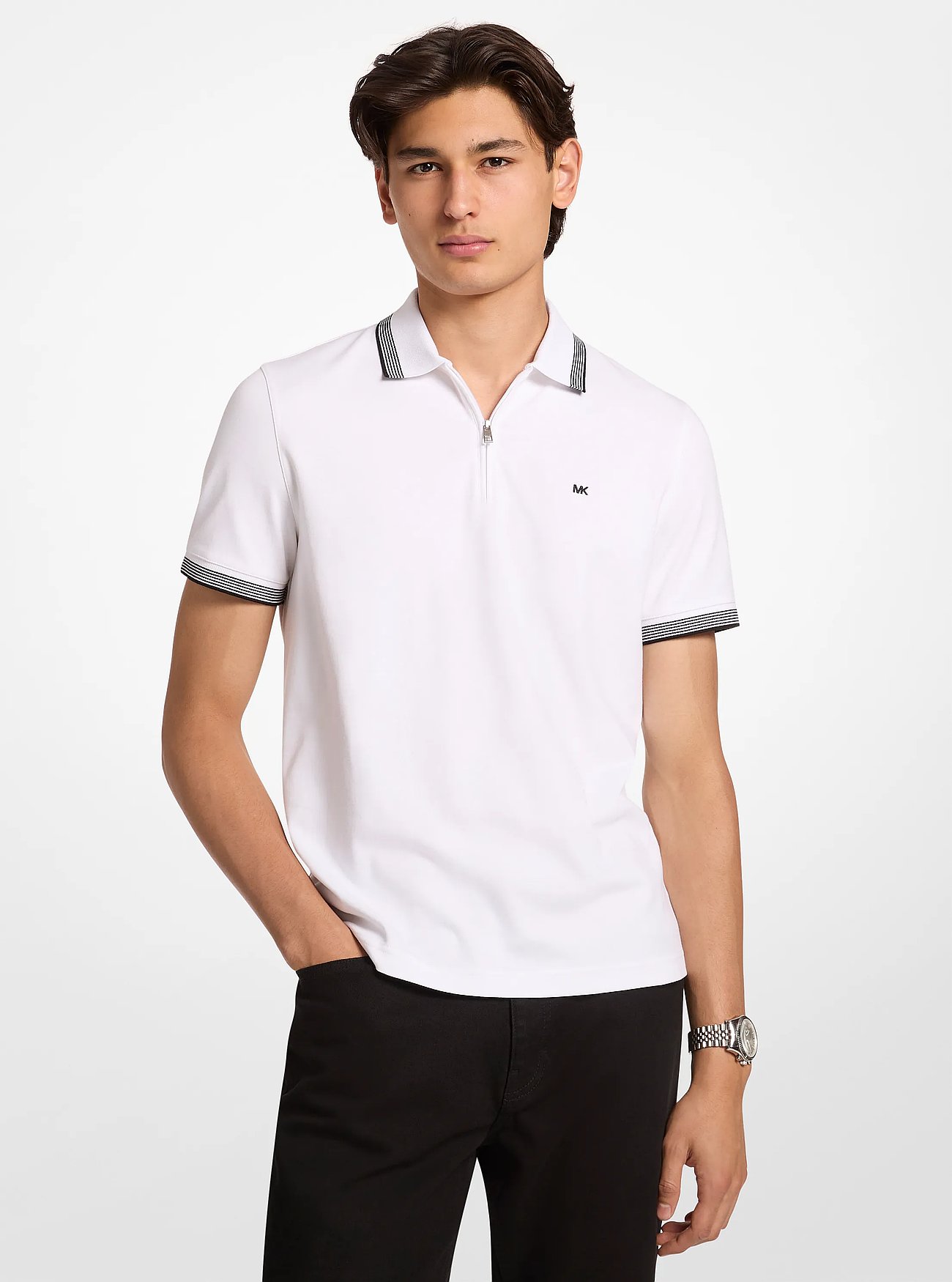 Cotton Zip-Up Polo Shirt de Michael Kors