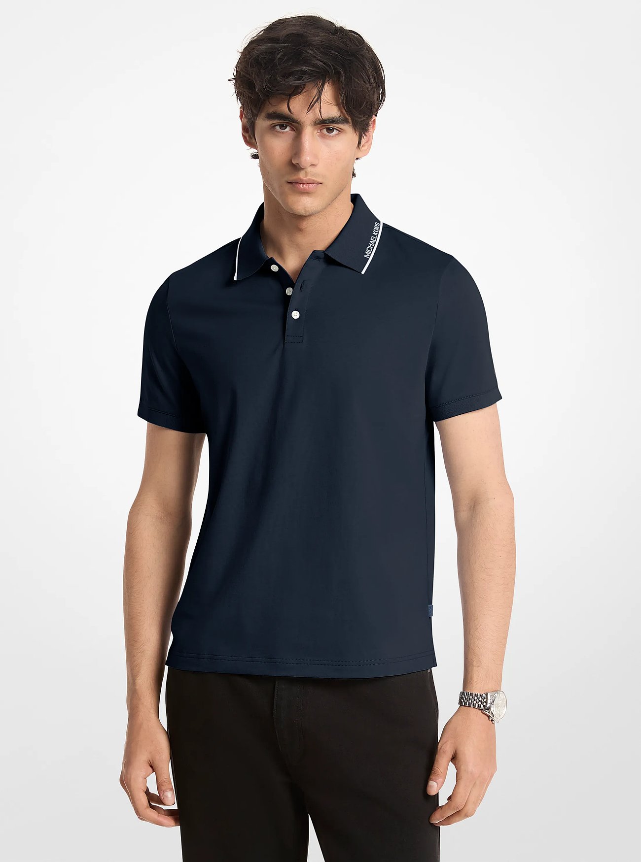 Logo Trim Cotton Jersey Polo Shirt de Michael Kors